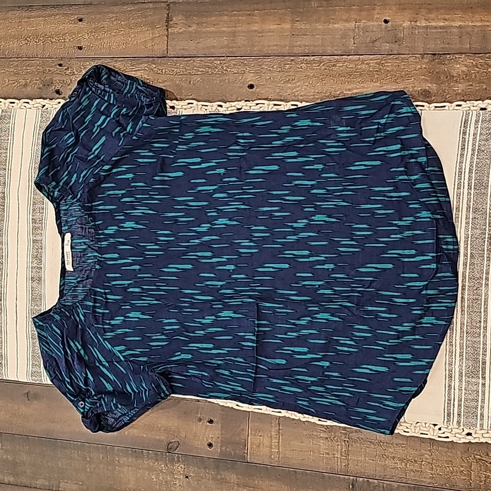 Pre-Owned Old Navy Medium Women's Top Blue/Green 100% Cotton